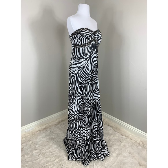 NWT Zebra Maxi Pleated Dress Wedding Guest Prom Spring Summer Special Occasion - Picture 8 of 14